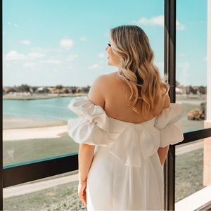 Amsale Strapless Silk Faille Bow Dress